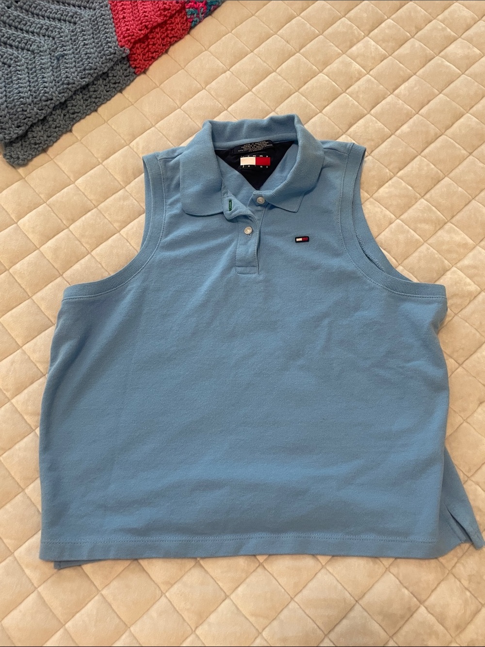 Tommy Hilfiger Light Blue Sleeveless Polo Top -